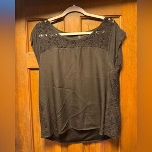 Express Black Lace Detail Women's Blouse